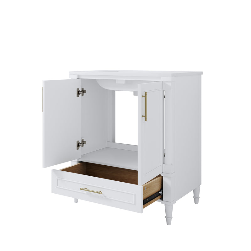 30 inch Bathroom Vanity with Single Sink, Solid Wooden Freestanding Bathroom Cabinet with Soft-Closing Doors