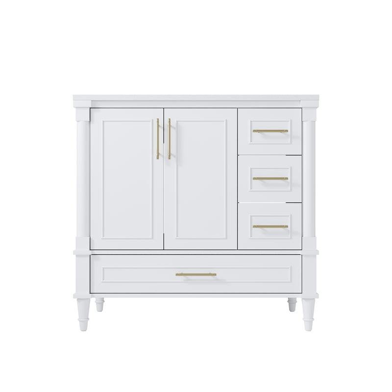 36 inch Bathroom Vanity with Single Sink, Solid Wooden Standing Bathroom Cabinet with Soft-Closing Doors