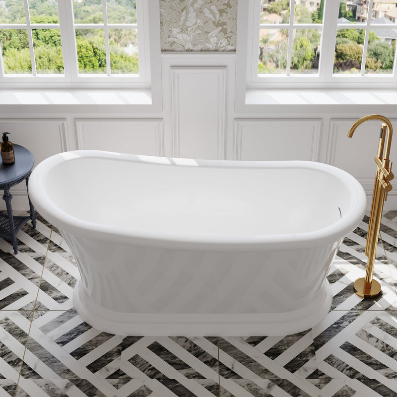 67" Acrylic Modern Freestanding Soaking Bathtub, Overflow and Drain Included