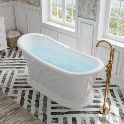 67" Acrylic Modern Freestanding Soaking Bathtub, Overflow and Drain Included
