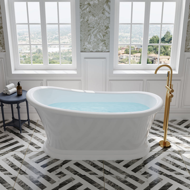 67" Acrylic Modern Freestanding Soaking Bathtub, Overflow and Drain Included
