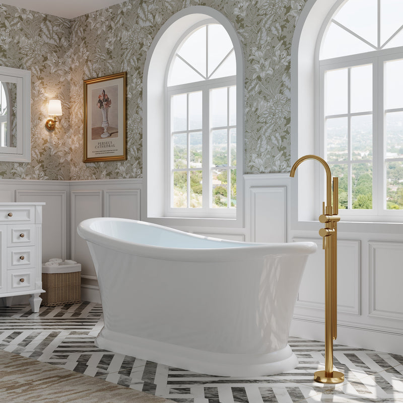 67" Acrylic Modern Freestanding Soaking Bathtub, Overflow and Drain Included