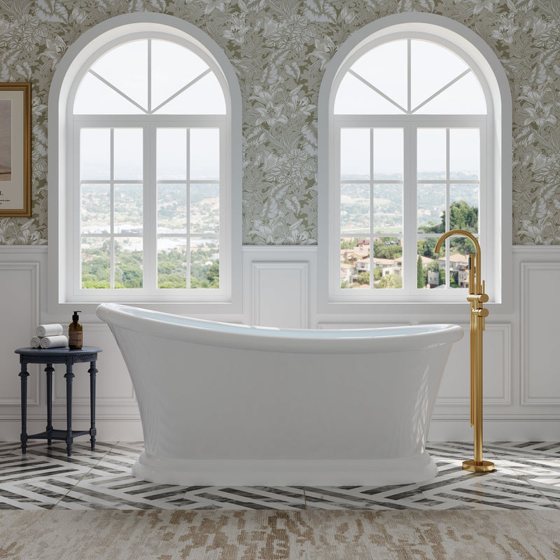 67" Acrylic Modern Freestanding Soaking Bathtub, Overflow and Drain Included