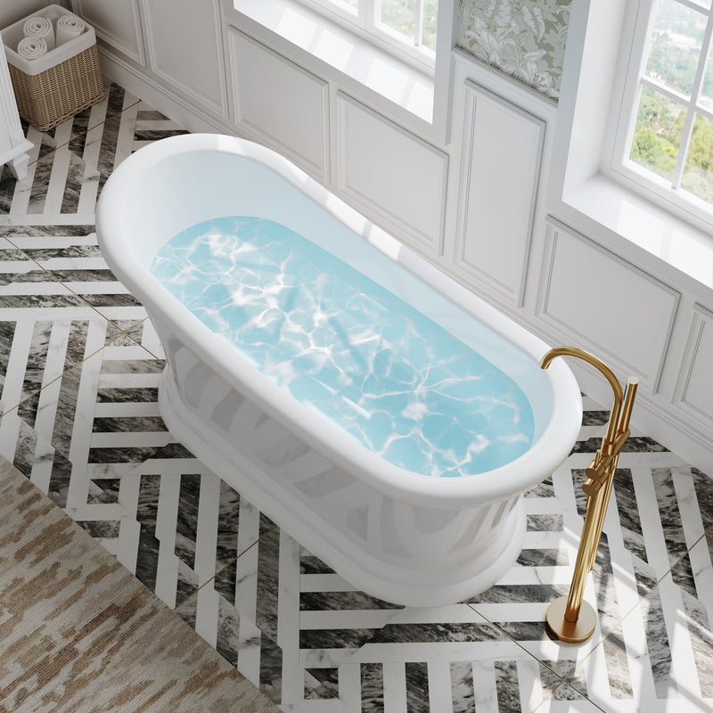 67" Acrylic Modern Freestanding Soaking Bathtub, Overflow and Drain Included
