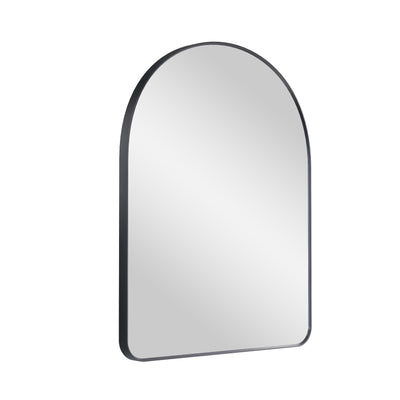 28 in. W x 36 in. H Arched Aluminum Framed Wall Bathroom Vanity Mirror in Matte Black