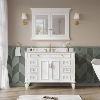 42 in. W x 32 in. H White Wood Recessed Bathroom Medicine Cabinet with Mirror