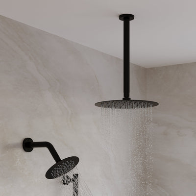 3-Function 10" Round Stainless Steel Shower System with Dual Mounting Options Wall-Mounted & Ceiling-Mounted, Sliding Bar
