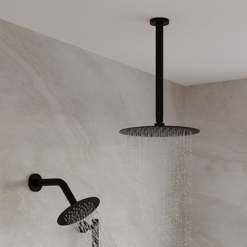 3-Function 10" Round Stainless Steel Shower System with Dual Mounting Options Wall-Mounted & Ceiling-Mounted, Sliding Bar