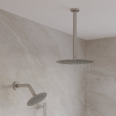 3-Function 10" Round Stainless Steel Shower System with Dual Mounting Options Wall-Mounted & Ceiling-Mounted, Sliding Bar