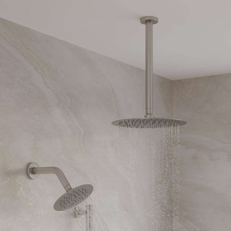 3-Function 10" Round Stainless Steel Shower System with Dual Mounting Options Wall-Mounted & Ceiling-Mounted, Sliding Bar