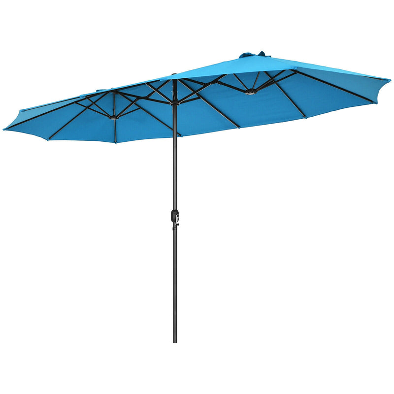 15 Feet Patio Double-Sided Umbrella with Hand-Crank System