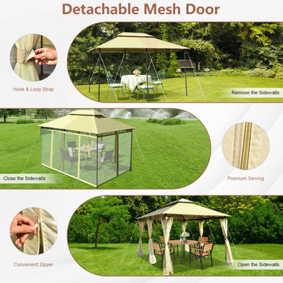 10 Feet x 13 Feet Tent Canopy Shelter with Removable Netting Sidewall