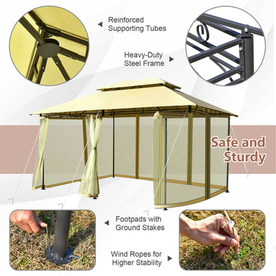 10 Feet x 13 Feet Tent Canopy Shelter with Removable Netting Sidewall