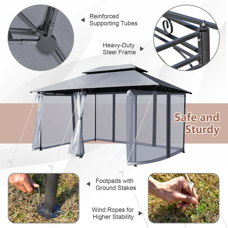 10 Feet x 13 Feet Tent Canopy Shelter with Removable Netting Sidewall