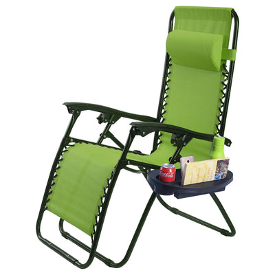 2 Pieces Folding Lounge Chair with Zero Gravity