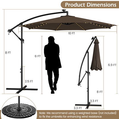 10 Feet Patio Offset Umbrella with 112 Solar-Powered LED Lights