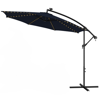 10 Feet Patio Offset Umbrella with 112 Solar-Powered LED Lights