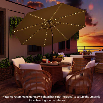 10 Feet Patio Umbrella with 112 Solar Lights and Crank Handle