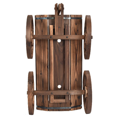 Wood Wagon Planter Pot Stand with Wheels