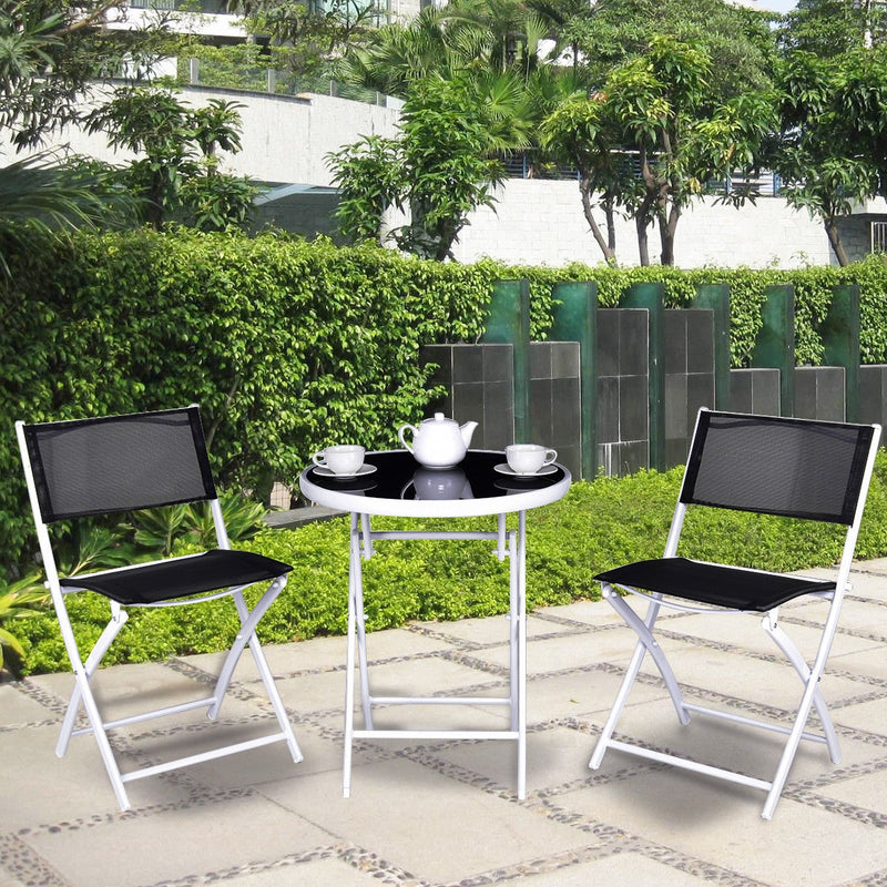 3 Pieces Patio Folding Bistro Set for Balcony or Outdoor Space