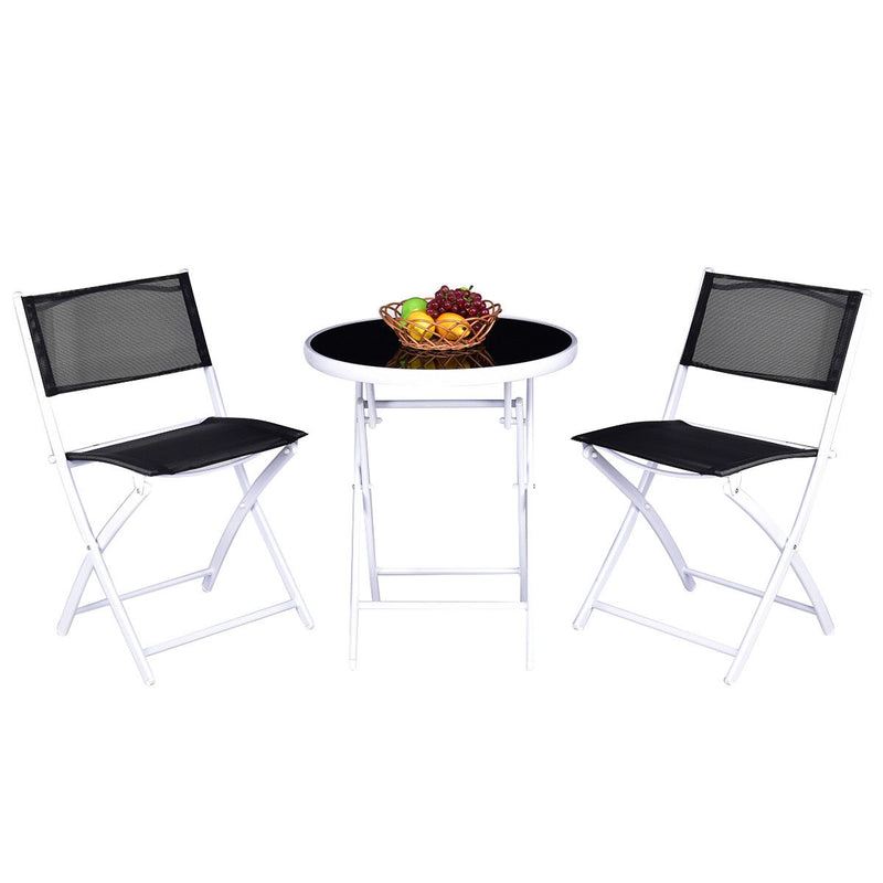 3 Pieces Patio Folding Bistro Set for Balcony or Outdoor Space