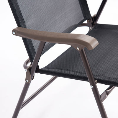 Set of 2 Patio Folding Sling Back Camping Deck Chairs