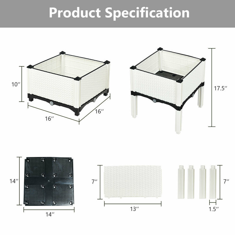 Set of 4 Elevated Flower Vegetable Herb Grow Planter Box