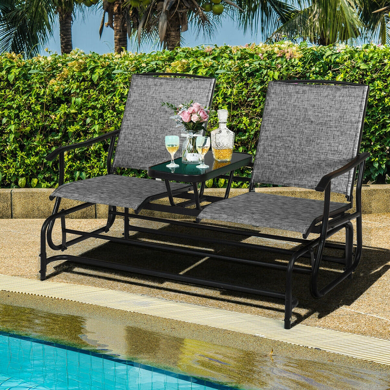 2-Person Outdoor Patio Double Rocking Loveseat