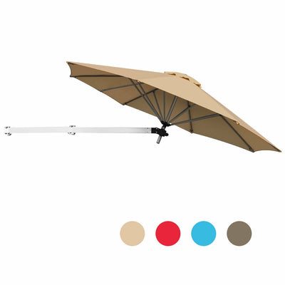 8ft Wall-Mounted Telescopic Folding Tilt Aluminum Sun Shade Umbrella