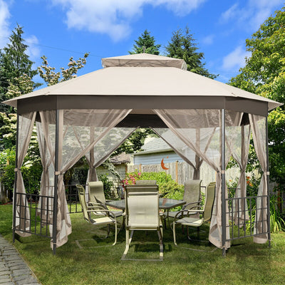 10’x 12’ Octagonal Patio Gazebo with Mosquito Net