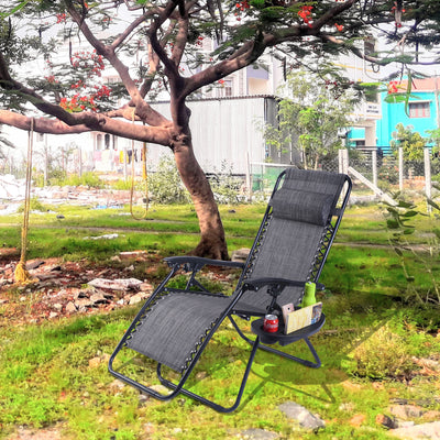 2 Pcs Folding Lounge Chair with Zero Gravity