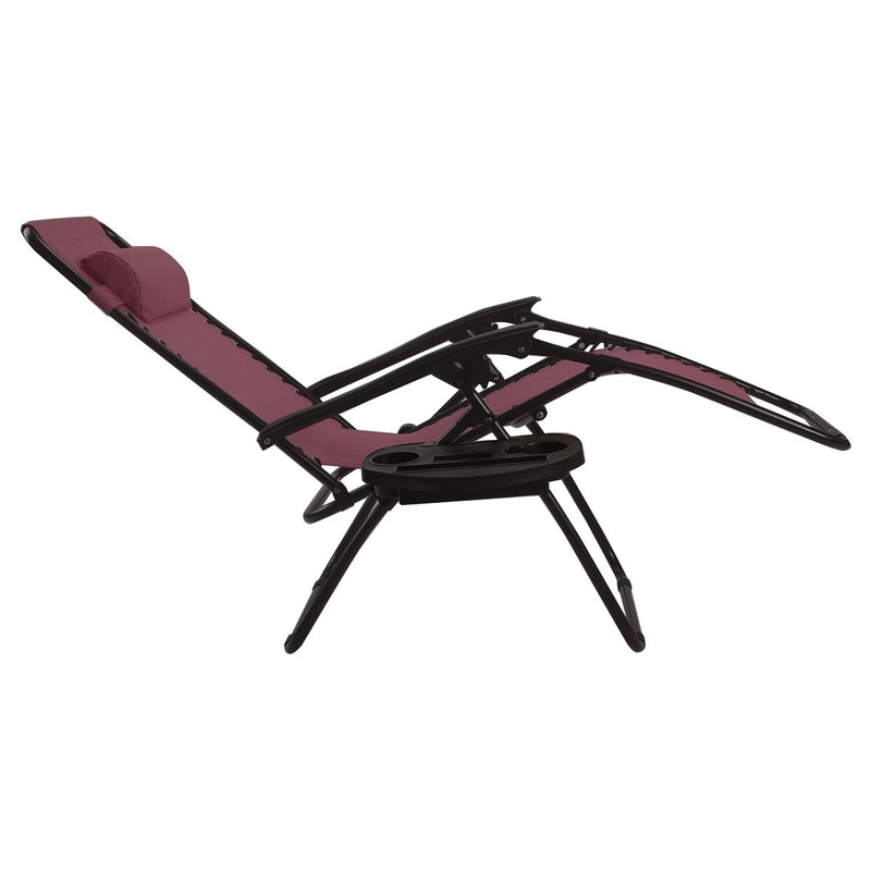 2 Pieces Folding Lounge Chair with Zero Gravity