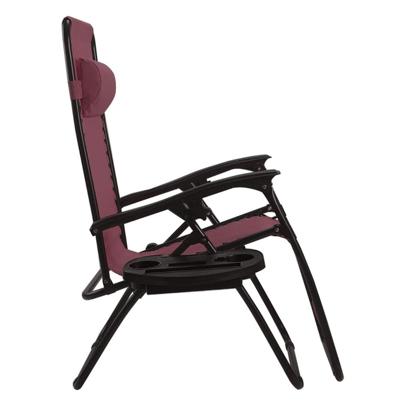 2 Pieces Folding Lounge Chair with Zero Gravity