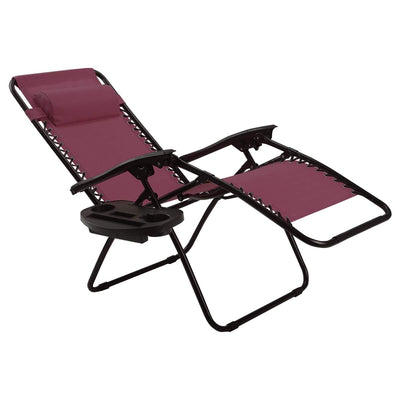 2 Pieces Folding Lounge Chair with Zero Gravity