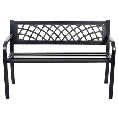 Patio Park Garden Steel Frame Bench Perfect for Outdoors