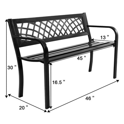 Patio Park Garden Steel Frame Bench Perfect for Outdoors