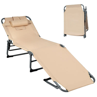 Folding Chaise Lounge Chair with Face Hole for Beach