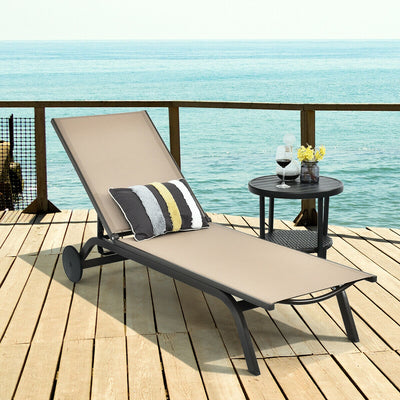 Aluminum Fabric Outdoor Patio Lounge Chair with Adjustable Reclining