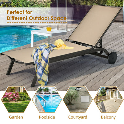 Aluminum Fabric Outdoor Patio Lounge Chair with Adjustable Reclining