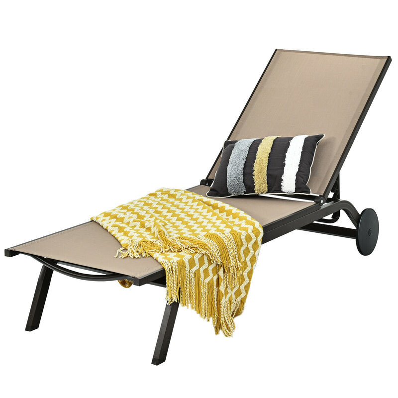 Aluminum Fabric Outdoor Patio Lounge Chair with Adjustable Reclining