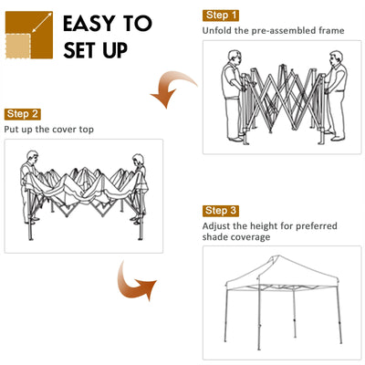 10' x 10' Height Adjustable Portable Canopy Tent with Roller Bag