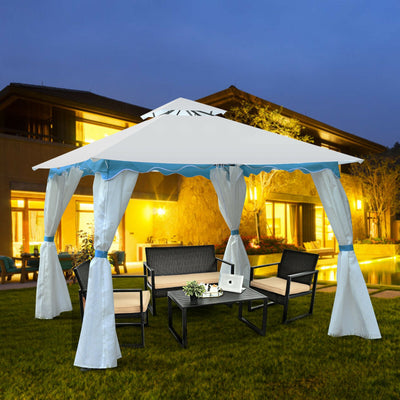 2-Tier 10' x 10' Patio Gazebo Canopy Tent with Side Walls