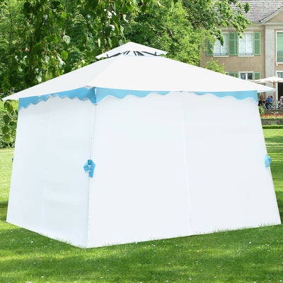 2-Tier Patio Gazebo Canopy Tent with Closable with Side Walls