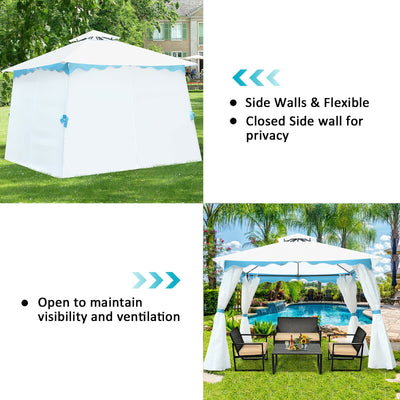 2-Tier 10' x 10' Patio Gazebo Canopy Tent with Side Walls