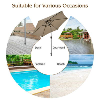 10ft Outdoor Market Patio Table Umbrella Push Button Tilt Crank Lift