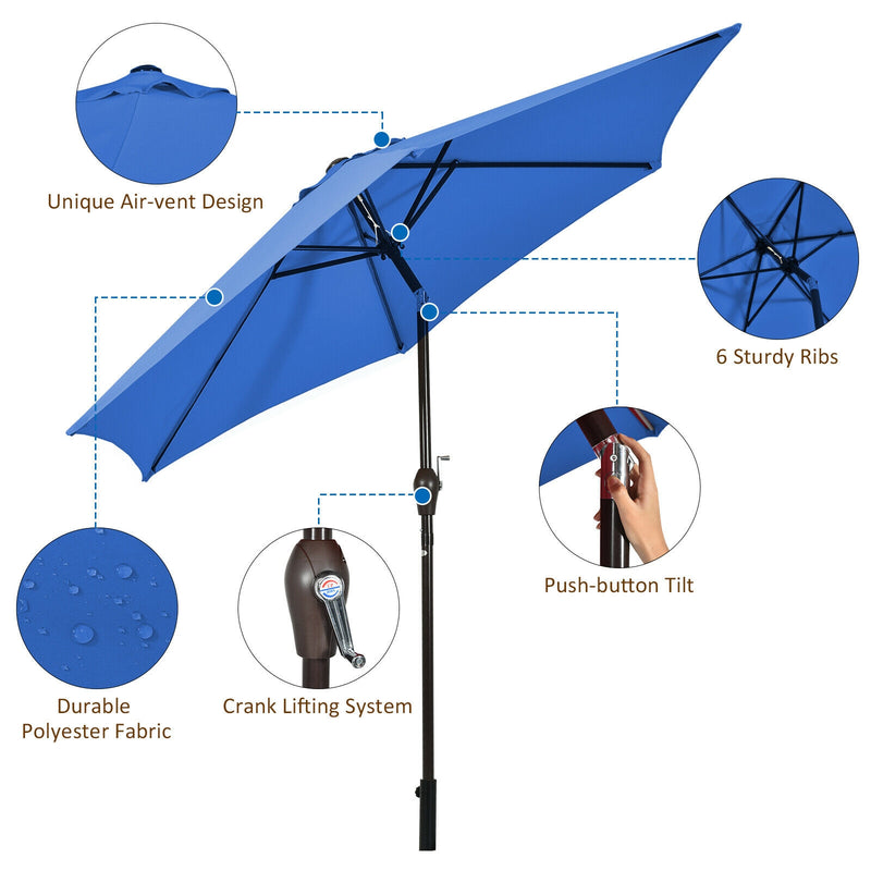 10ft Outdoor Market Patio Table Umbrella Push Button Tilt Crank Lift