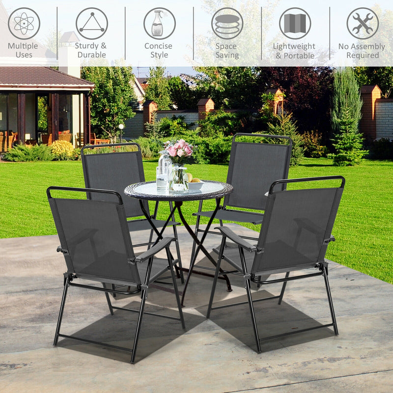 4Pcs Portable Outdoor Camping Lawn Garden Patio Folding Chair with Armrest