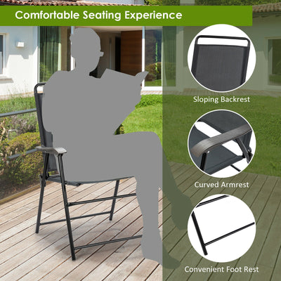 4Pcs Portable Outdoor Camping Lawn Garden Patio Folding Chair with Armrest