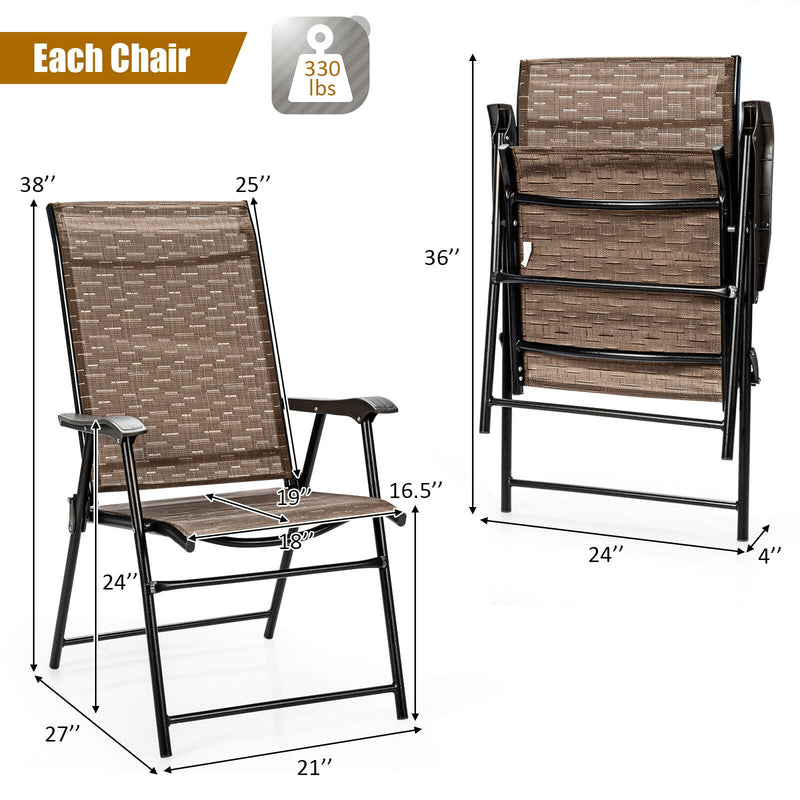 2 Pcs Outdoor Patio Folding Chair with Armrest