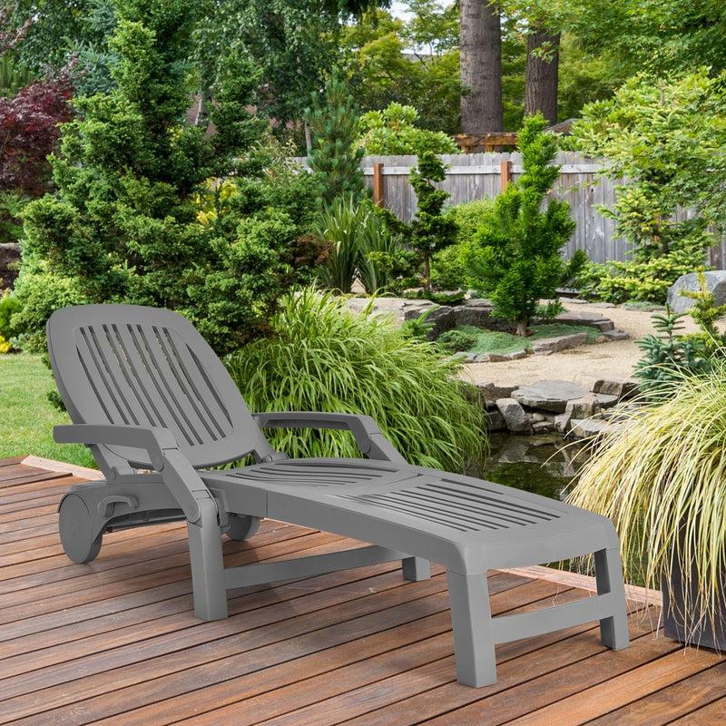 Adjustable Patio Sun Lounger with Weather Resistant Wheels